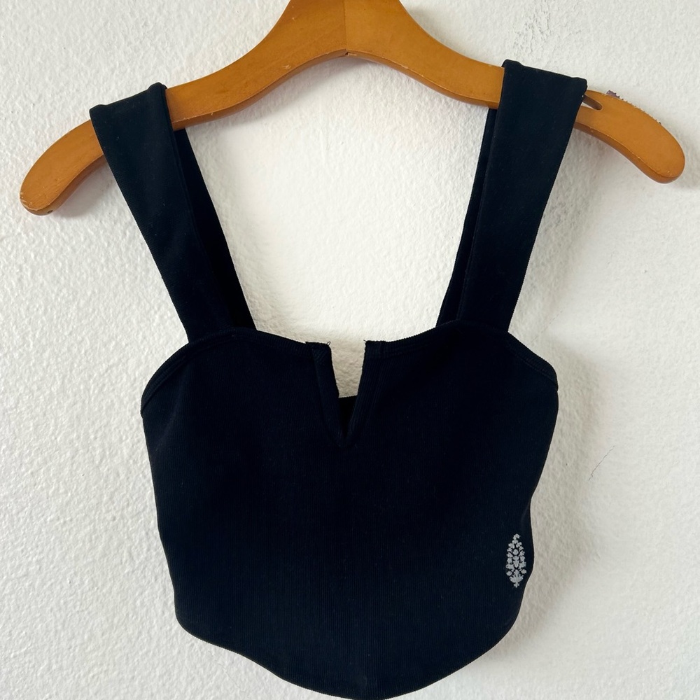 Free People Movement Black Crop Top Wide Straps Size XS/S